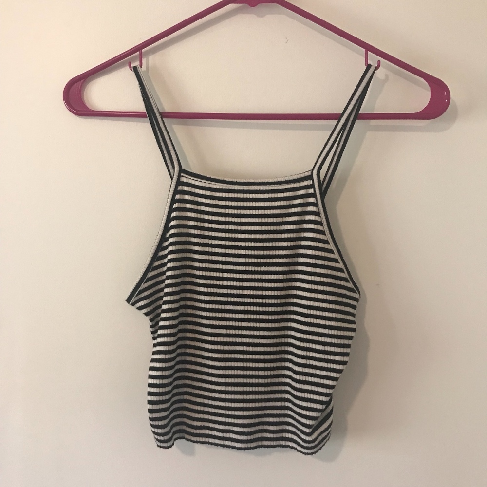 Black and White Striped Crop